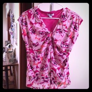 Liz Claiborne flowered pink blouse Sz PM